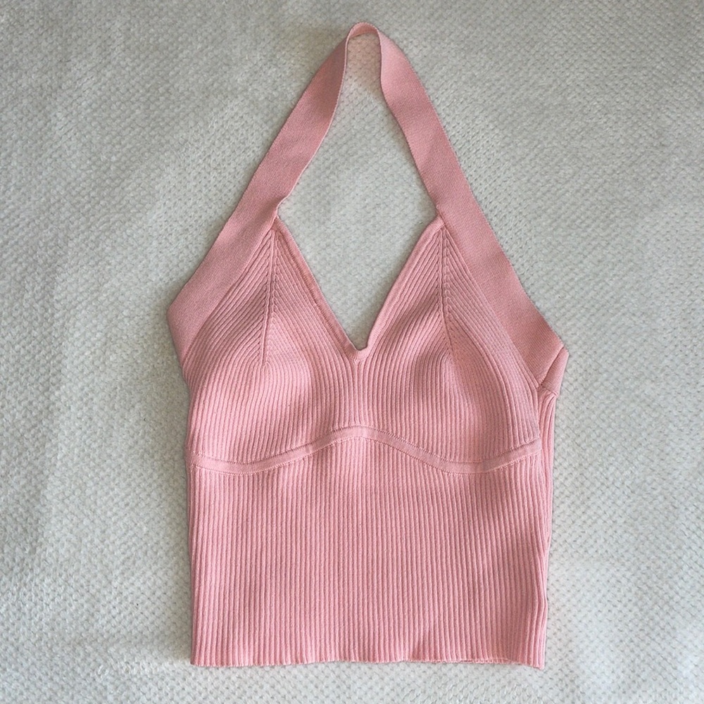 Glassons pink halter neck crop top XS
